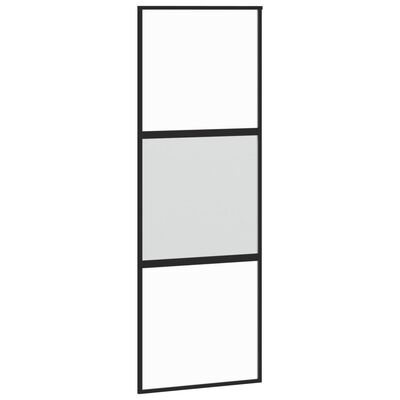 vidaXL Sliding Door Black 76x205 cm Tempered Glass and Aluminium