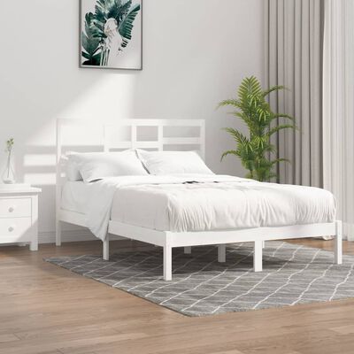 vidaXL Bed Frame without Mattress White Solid Wood 120x190 cm Small Double