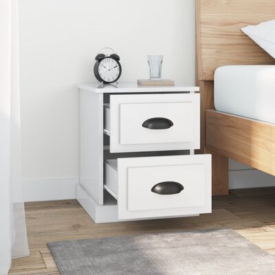 vidaXL Bedside Cabinet High Gloss White 39x39x47.5 cm Engineered Wood