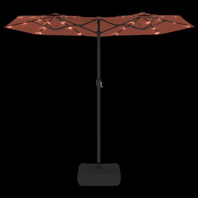 vidaXL Double-Head Garden Parasol with LEDs Terracotta 316x240 cm