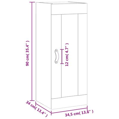 vidaXL Wall Mounted Cabinet Sonoma Oak 34.5x34x90 cm