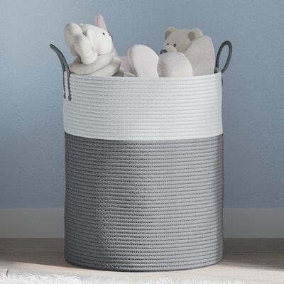 vidaXL Storage Basket Grey and White Ø38x46 cm Cotton