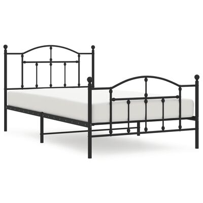 vidaXL Metal Bed Frame without Mattress with Footboard Black 100x200 cm