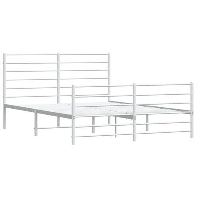 vidaXL Metal Bed Frame without Mattress with Footboard White 140x190 cm