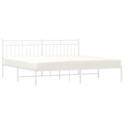 vidaXL Metal Bed Frame without Mattress with Headboard White 200x200 cm