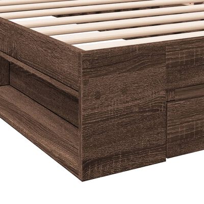 vidaXL Bed Frame with Drawer without Mattress Brown Oak 75x190 cm Small Single