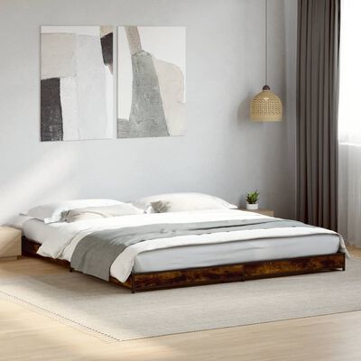 vidaXL Bed Frame without Mattress Smoked Oak 200x200 cm