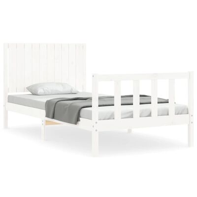 vidaXL Bed Frame with Headboard White 100x200 cm Solid Wood