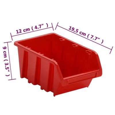 vidaXL 30 Piece Workshop Shelf Set Red and Black 77x39cm Polypropylene