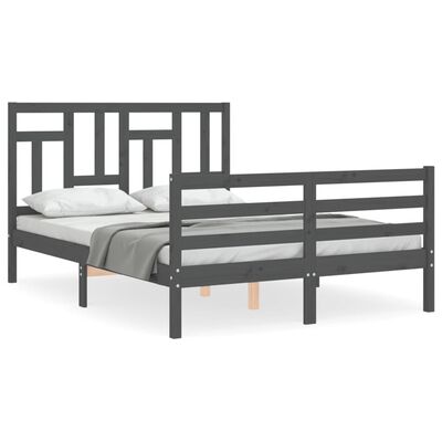 vidaXL Bed Frame without Mattress Grey 140x190 cm Solid Wood