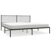 vidaXL Metal Bed Frame without Mattress with Headboard Black 200x200 cm