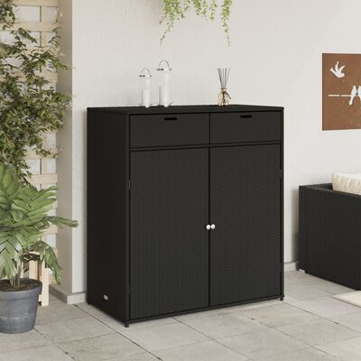 vidaXL Garden Storage Cabinet Black 105x55x113 cm Poly Rattan