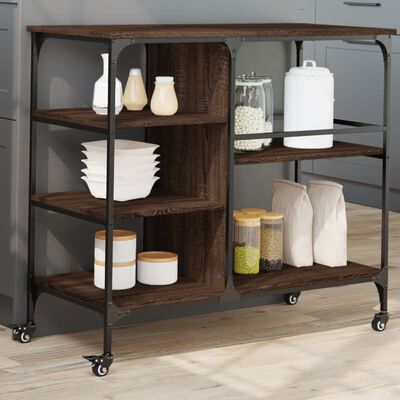 vidaXL Kitchen Trolley Brown Oak 100x45x89.5 cm Engineered Wood