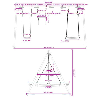 vidaXL Outdoor Swing Set with Swing, Trapeze, Nest Swing