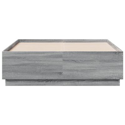 vidaXL Bed Frame with LED Lights Grey Sonoma 120x190 cm Small Double Engineered Wood