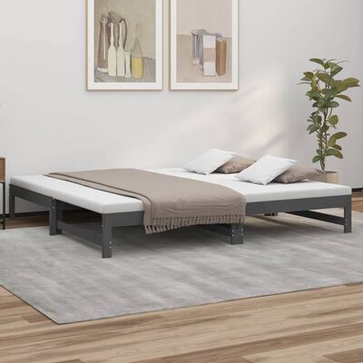 vidaXL Pull-out Day Bed without Mattress Grey 2x(90x200) cm