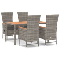 vidaXL 5 Piece Garden Dining Set Grey Poly Rattan&Solid Wood Acacia