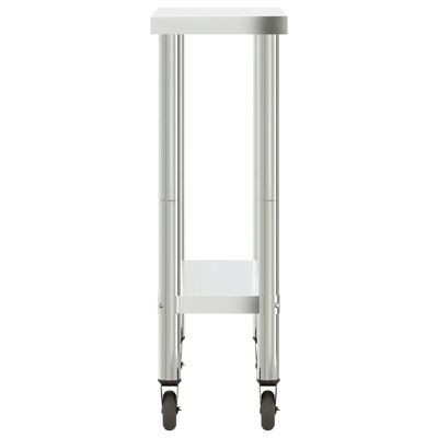 vidaXL Kitchen Work Table with Wheels 82.5x30x85 cm Stainless Steel