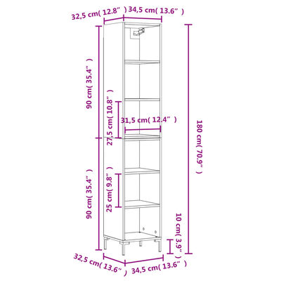 vidaXL Highboard Concrete Grey 34.5x32.5x180 cm Engineered Wood