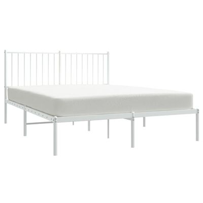 vidaXL Metal Bed Frame without Mattress with Headboard White 135x190 cm Double