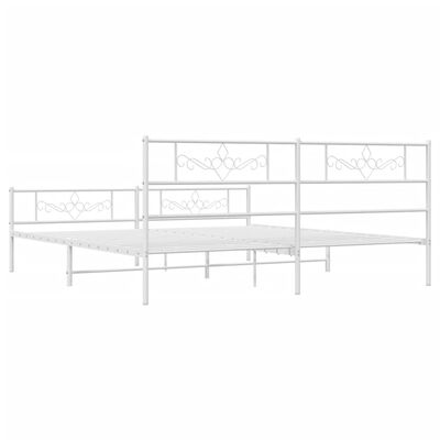 vidaXL Metal Bed Frame without Mattress with Footboard White 183x213 cm