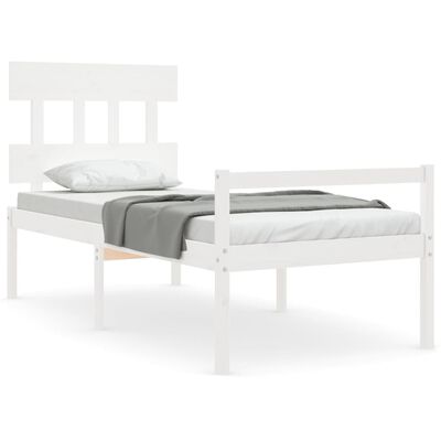 vidaXL Bed Frame with Headboard White 100x200 cm Solid Wood