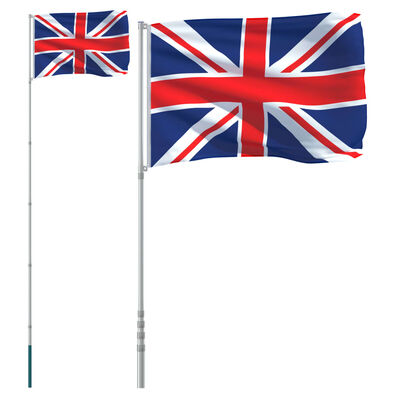 vidaXL UK Flag and Pole 5.55 m Aluminium