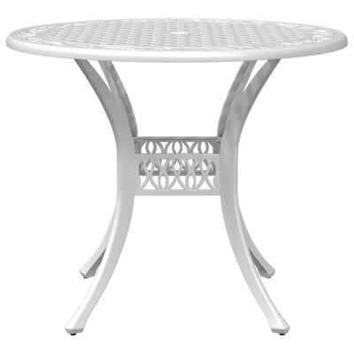 vidaXL Garden Table White Ø90x75 cm Cast Aluminium