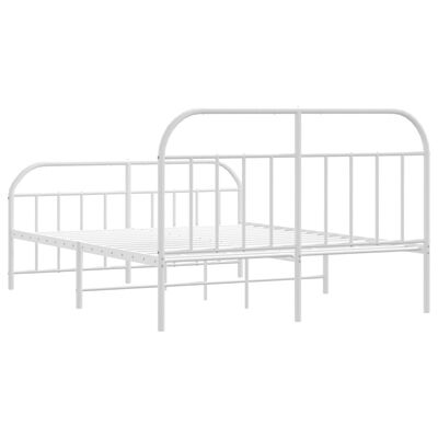 vidaXL Metal Bed Frame without Mattress with Footboard White 135x190 cm Double