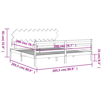 vidaXL Bed Frame without Mattress Black 200x200 cm Solid Wood