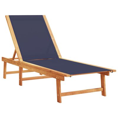 vidaXL Sun Loungers 2 pcs with Table Blue Solid Wood Acacia and Textilene