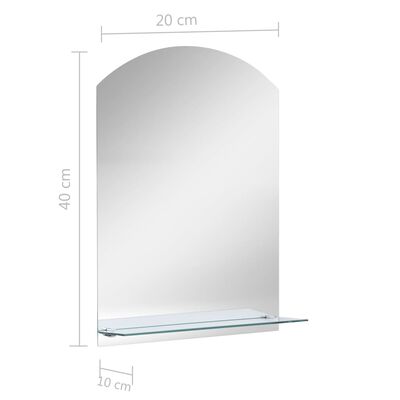 vidaXL Wall Mirror with Shelf 20x40 cm Tempered Glass