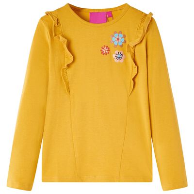 Kids' T-shirt with Long Sleeves Dark Ochre 116