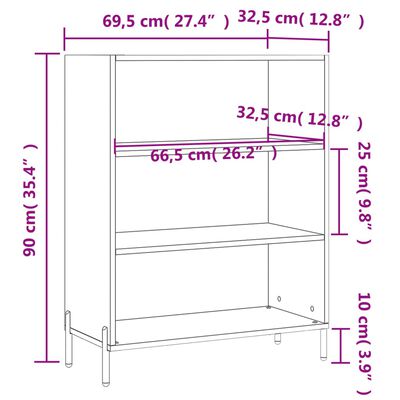 vidaxL Shelf Cabinet White 69.5x32.5x90 cm Engineered Wood