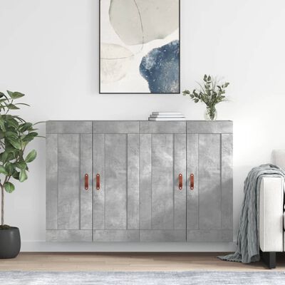 vidaXL Wall Mounted Cabinets 2 pcs Concrete Grey Engineered Wood