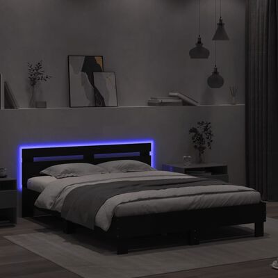 vidaXL Bed Frame with LED without Mattress Black 150x200 cm King Size