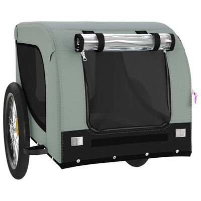 vidaXL Pet Bike Trailer Grey and Black Oxford Fabric and Iron