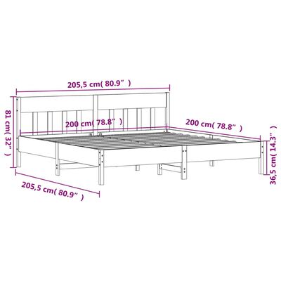 vidaXL Bed Frame without Mattress White 200x200 cm Solid Wood Pine