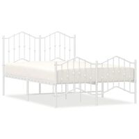 vidaXL Metal Bed Frame without Mattress with Footboard White 120x190 cm Small Double