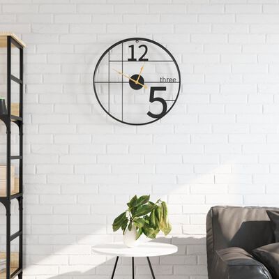 vidaXL Wall Clock Black Ø50 cm Iron