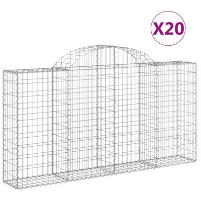 vidaXL Arched Gabion Baskets 20 pcs 200x30x100/120 cm Galvanised Iron