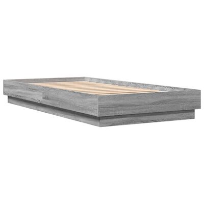 vidaXL Bed Frame without Mattress Grey Sonoma 90x190 cm Single Engineered Wood