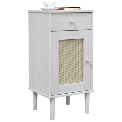 vidaXL Bedside Cabinet SENJA Rattan Look White 40x35x80 cm Solid Wood Pine