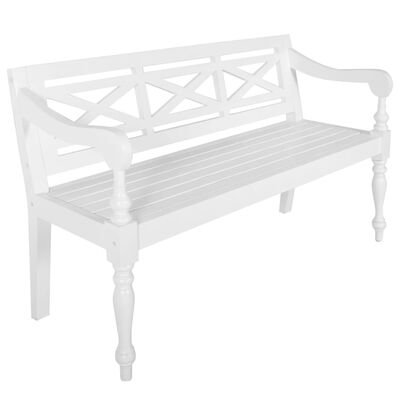 vidaXL Batavia Bench 123 cm Solid Mahogany Wood White