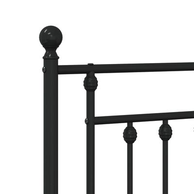 vidaXL Metal Bed Frame without Mattress with Headboard Black 183x213 cm