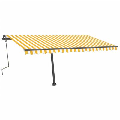 vidaXL Freestanding Manual Retractable Awning 400x300 cm Yellow/White