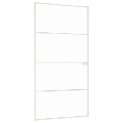 vidaXL Interior Door White 102x201.5 cm Tempered Glass&Aluminium Slim