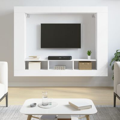 vidaXL TV Cabinet White 152x22x113 cm Engineered Wood