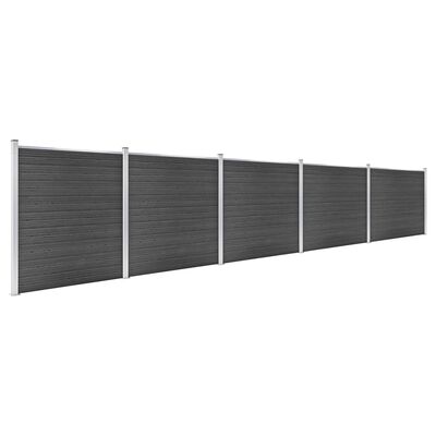 vidaXL Fence Panel Set WPC 872x186 cm Black