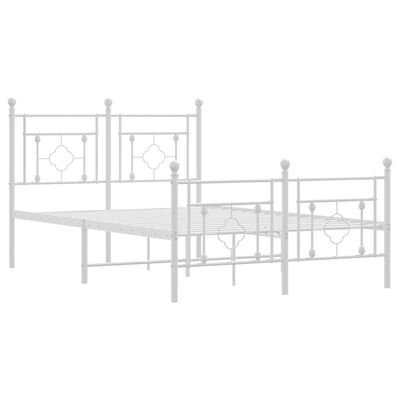 vidaXL Metal Bed Frame without Mattress with Footboard White 120x200 cm